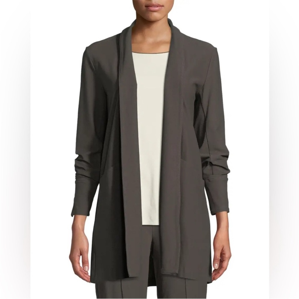 EILEEN FISHER STRETCH CREPE OPEN FRONT CARDIGAN